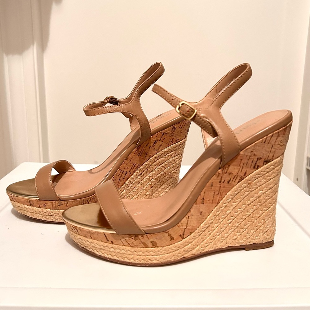 Charles by Charles David Arizona Tan Nude Cork Espadrille Wedge Sandals
